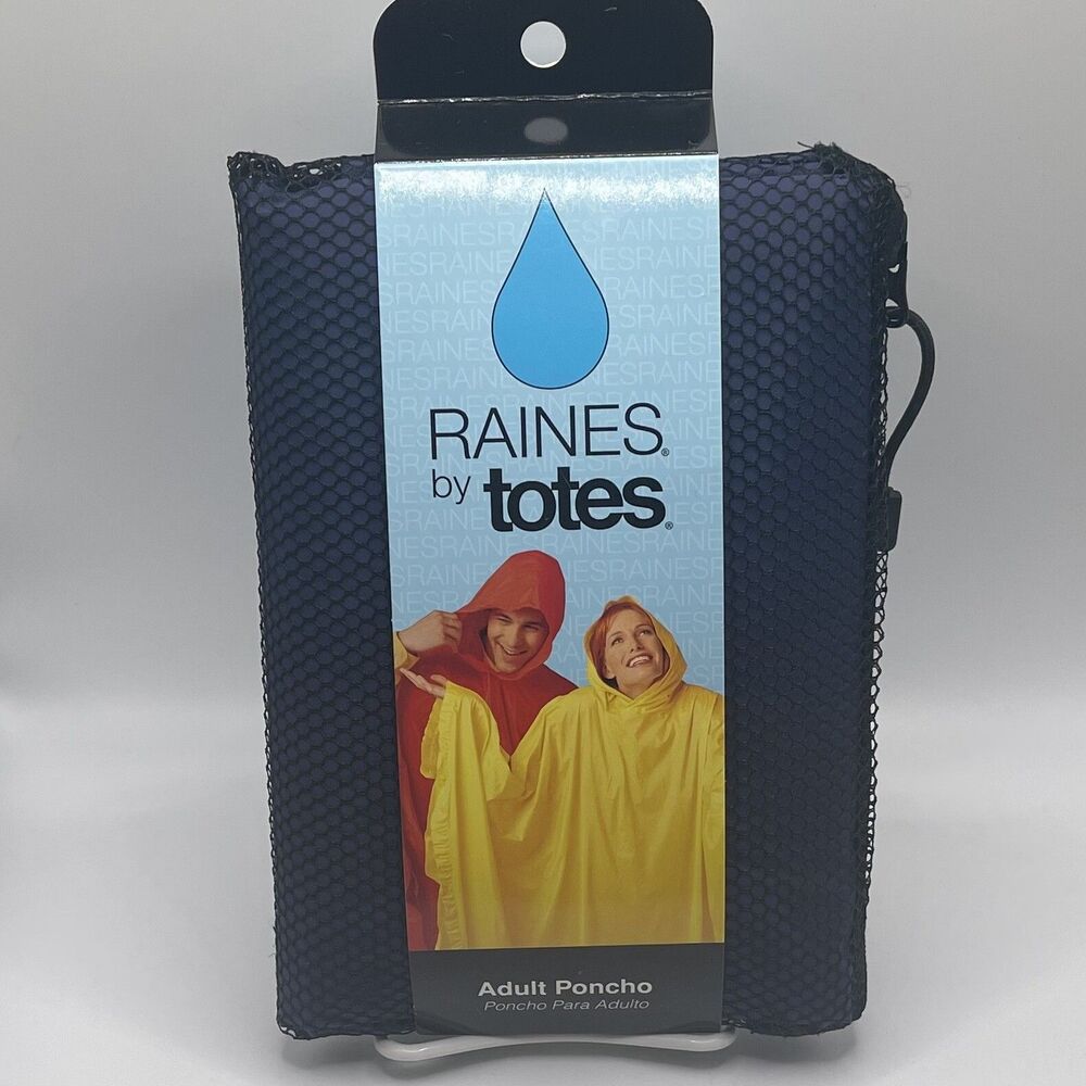 Raines by Totes Rain Poncho Unisex Adult 100% EVA Pullover Lightweight Navy New